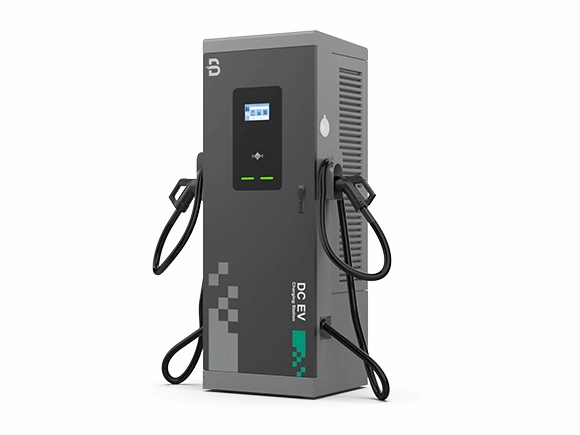 Estação de recarga DC EVB com dois cabos de carregamento — equipamento de referência