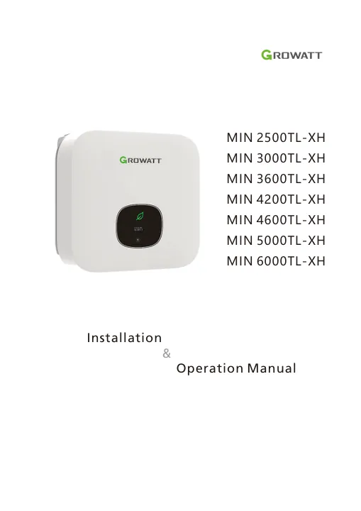 Capa do manual Inversor solar MIN 2500–6000TL-XH (Growatt)