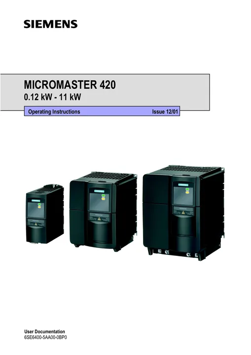 Capa do manual Inversor MICROMASTER 420 (Siemens)