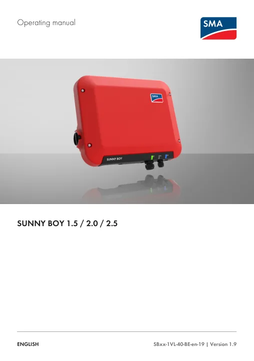 Capa do manual Sunny Boy 1.5 / 2.0 / 2.5 (SMA)