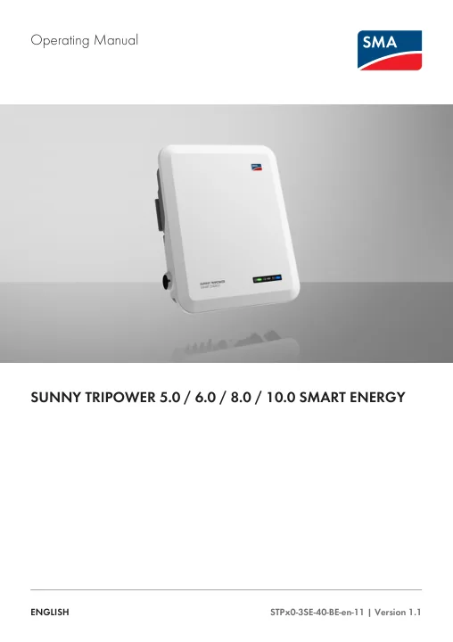 Capa do manual Sunny Tripower 5.0–10.0 Smart Energy (SMA)