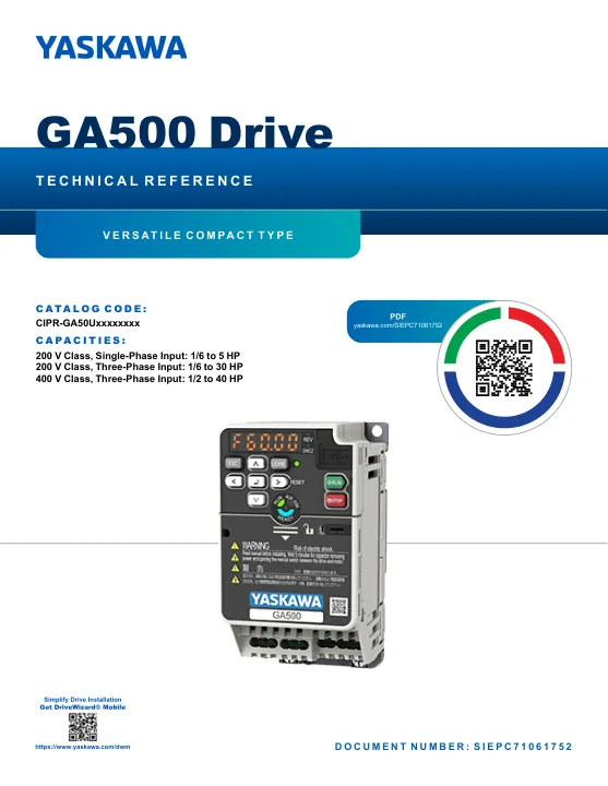 Capa do manual Inversor GA500 (Yaskawa)